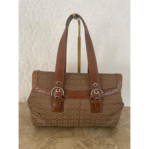 Coach SOHO Signature C Canvas Leather brown Shoulder bag HandBag F12312 - Picture 2 of 10